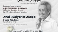 Gubernur Sulawesi Selatan, Andi Sudirman Sulaiman menyampaikan duka atas meninggalnya Mantan Bupati Sinjai, Andi Rudiyanto Asapa.