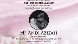 Innaa lillaahi Wainnaa Ilahi Raji'un. Kabar duka datang dari keluarga besar Mantan Panglima Komando Daerah Militer (Kodam) XIV Hasanuddin