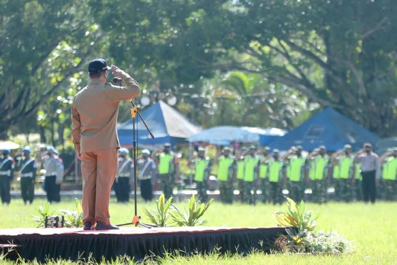 Sekretaris Daerah Pacitan Heru Wiwoho, Jumat (22/04) memimpin Apel Gelar Pasukan Operasi “Ketupat Semeru 2022”